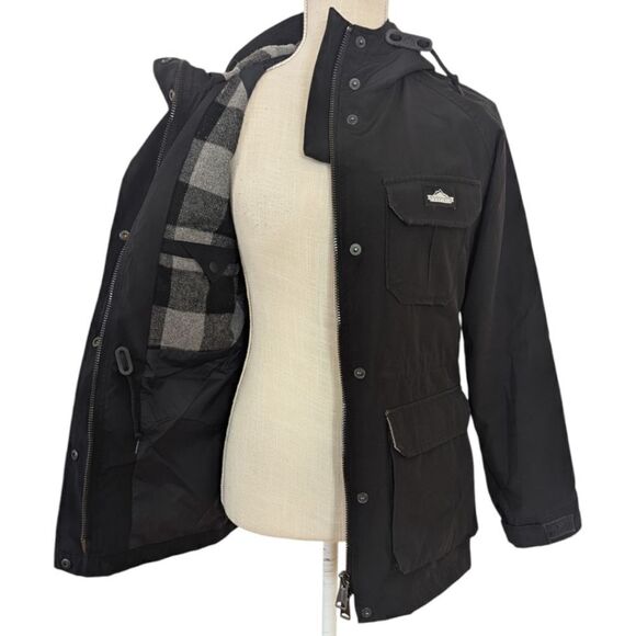 Penfield Kasson 80/20 Women's XS Down Jacket Hooded in Black Fleece Lined - Picture 7 of 13